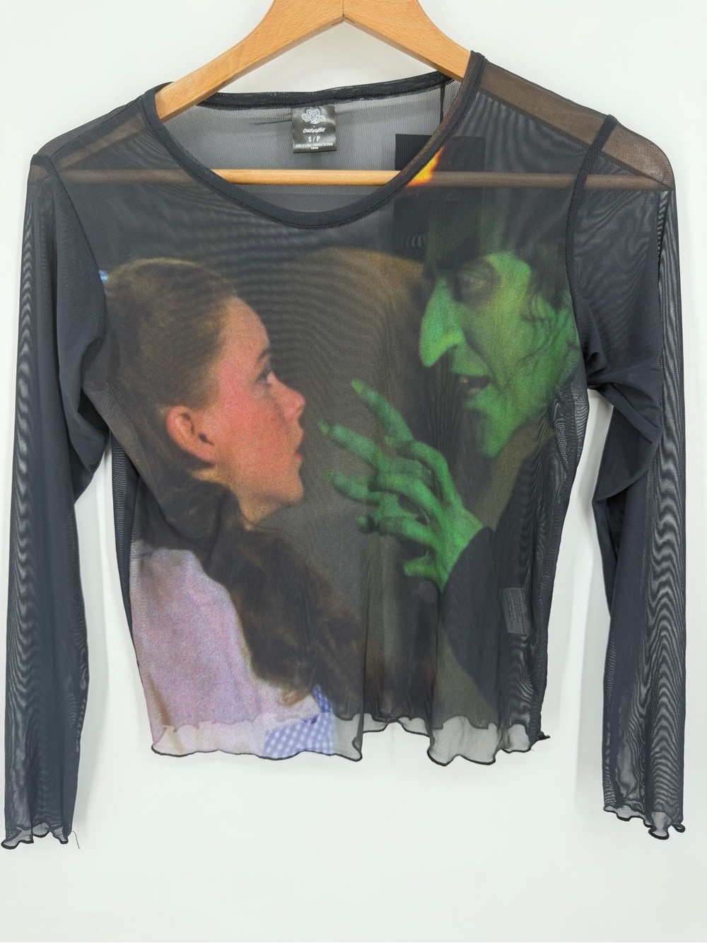 Wizzard of Oz Cakeworthy Dorthy Wicked Witch Sheer Mesh Black Long Sleeve Shirt